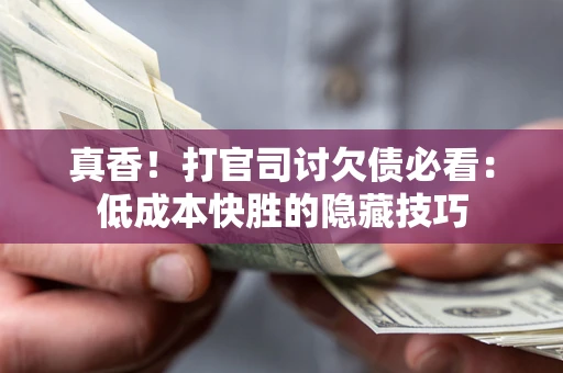 武汉真香！打官司讨欠债必看：低成本快胜的隐藏技巧